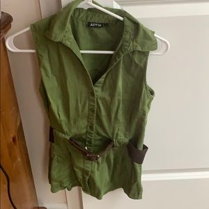 Green Apt. 9 Belted Sleeveless Top